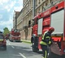 ISU Sibiu a desfășurat un exercițiu de stingere a unui incendiu la Spitalul Militar