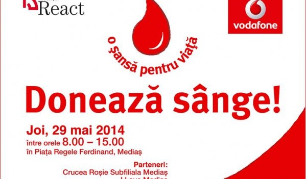 Acțiune de donare de sânge în municipiul Mediaș (joi, 29 mai)