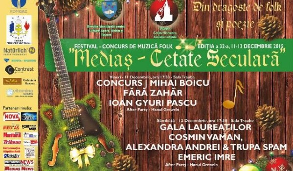 Programul si concurenții festivalului național de muzică folk “Mediaș-Cetate Seculară” (11-12 decembrie)