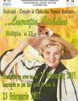Sibiu: Festivalul Concurs al Cântecului Popular Românesc „Lucreţia Ciobanu” (editia a 2-a, 18-19 martie)