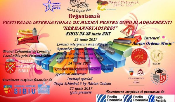 Festivalul de Muzică pentru Copii și Adolescenți „Hermannstadtfest” se desfășoară în perioada 23-25 iunie